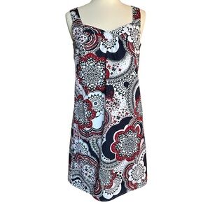Anne Taylor LOFT | Women's Red & White Floral Print Midi Dress Size 4 Petite